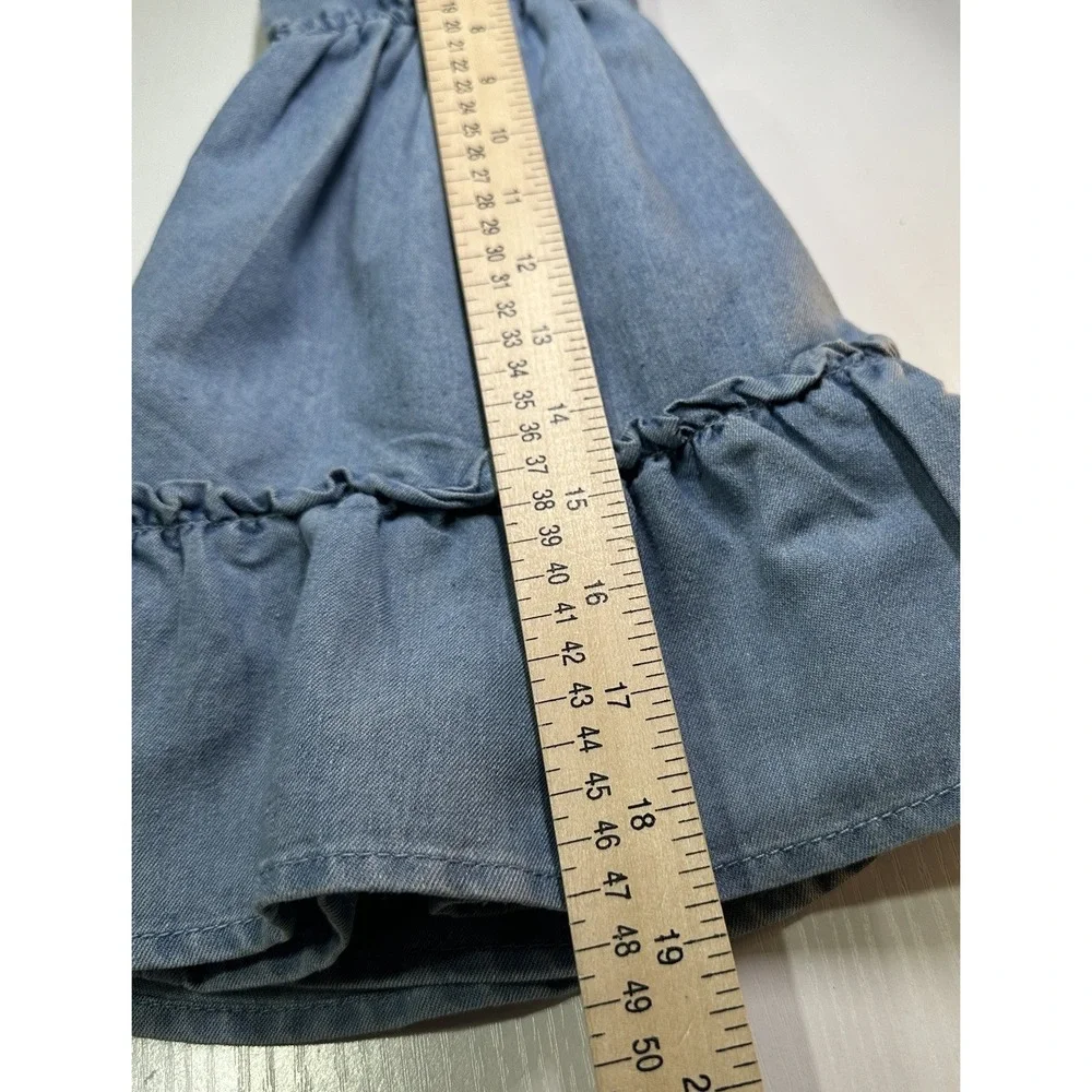 BCBG  Denim Dress Girls Size 5T Blue Pullover Sleeveless Stretch Flowy Summer